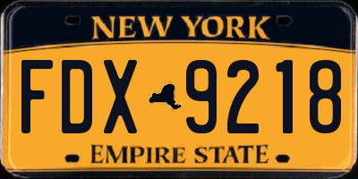 NY license plate FDX9218