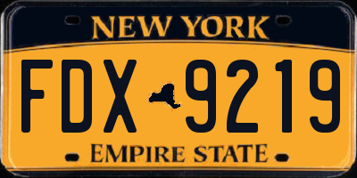 NY license plate FDX9219