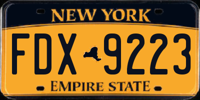 NY license plate FDX9223