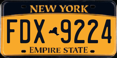 NY license plate FDX9224