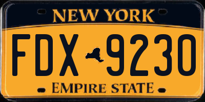 NY license plate FDX9230