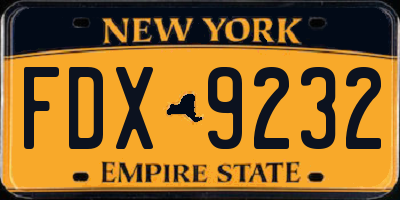 NY license plate FDX9232