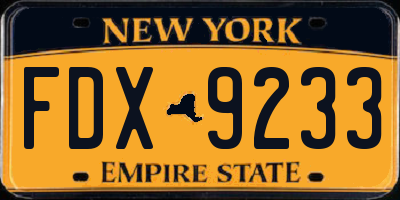 NY license plate FDX9233