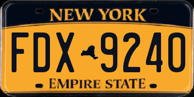 NY license plate FDX9240
