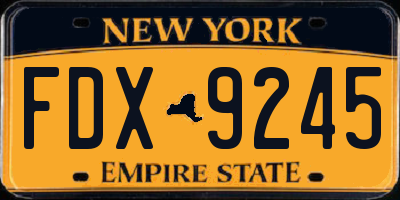 NY license plate FDX9245