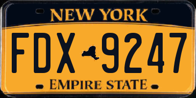 NY license plate FDX9247