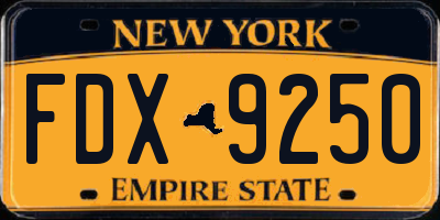 NY license plate FDX9250