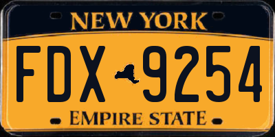 NY license plate FDX9254