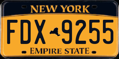 NY license plate FDX9255