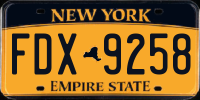 NY license plate FDX9258