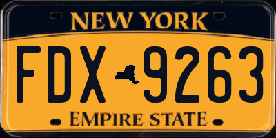 NY license plate FDX9263
