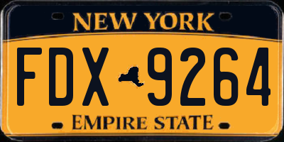 NY license plate FDX9264