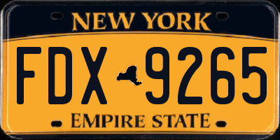 NY license plate FDX9265