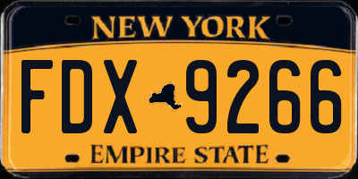 NY license plate FDX9266