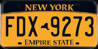 NY license plate FDX9273