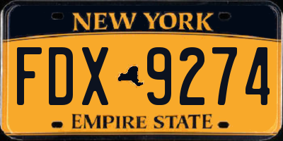 NY license plate FDX9274