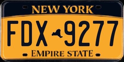 NY license plate FDX9277
