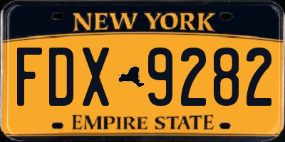 NY license plate FDX9282