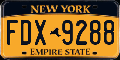 NY license plate FDX9288