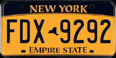 NY license plate FDX9292
