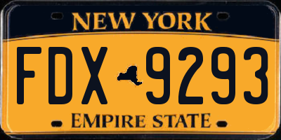 NY license plate FDX9293