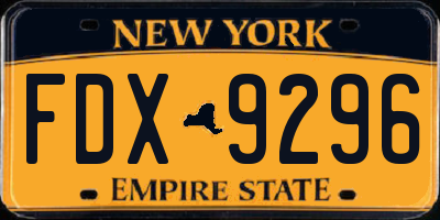 NY license plate FDX9296