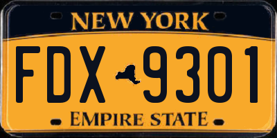 NY license plate FDX9301