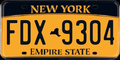 NY license plate FDX9304