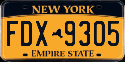 NY license plate FDX9305