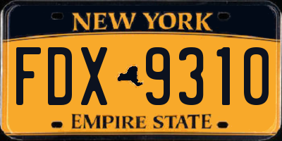 NY license plate FDX9310