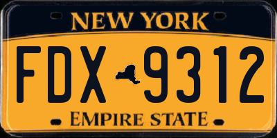 NY license plate FDX9312