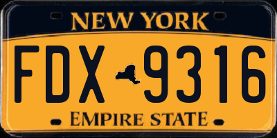 NY license plate FDX9316