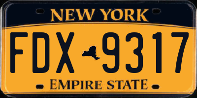 NY license plate FDX9317