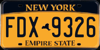 NY license plate FDX9326