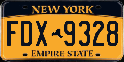 NY license plate FDX9328