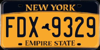 NY license plate FDX9329