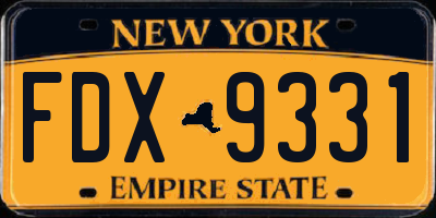 NY license plate FDX9331