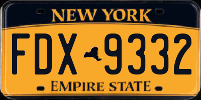 NY license plate FDX9332