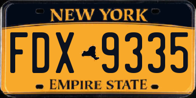 NY license plate FDX9335