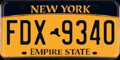 NY license plate FDX9340