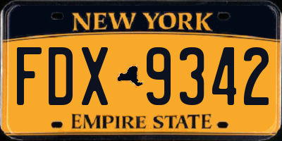 NY license plate FDX9342