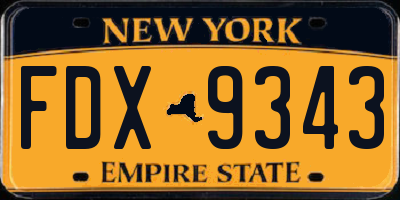 NY license plate FDX9343
