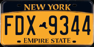 NY license plate FDX9344