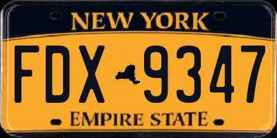 NY license plate FDX9347