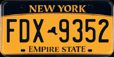 NY license plate FDX9352