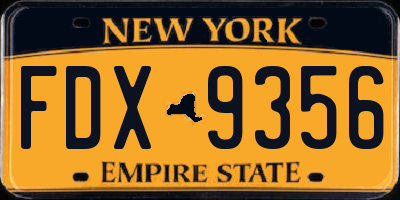 NY license plate FDX9356