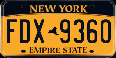 NY license plate FDX9360