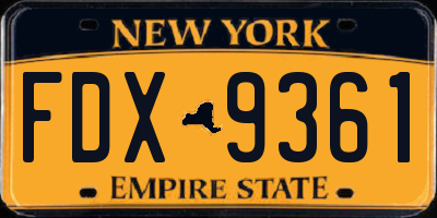 NY license plate FDX9361