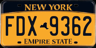 NY license plate FDX9362