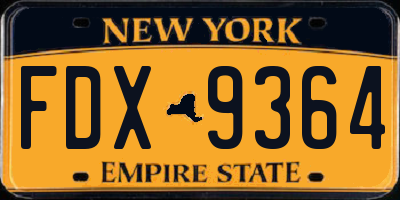 NY license plate FDX9364